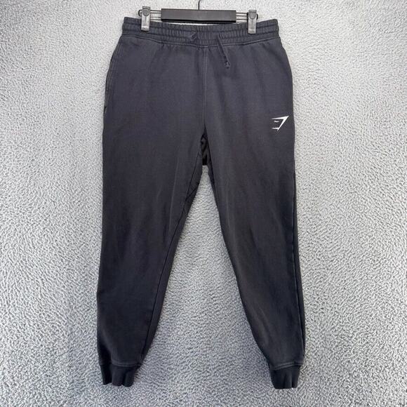 Gymshark Sweatpants Men's Small Black Joggers Cuffed Sweat Embroidered Gym Logo - Picture 1 of 9